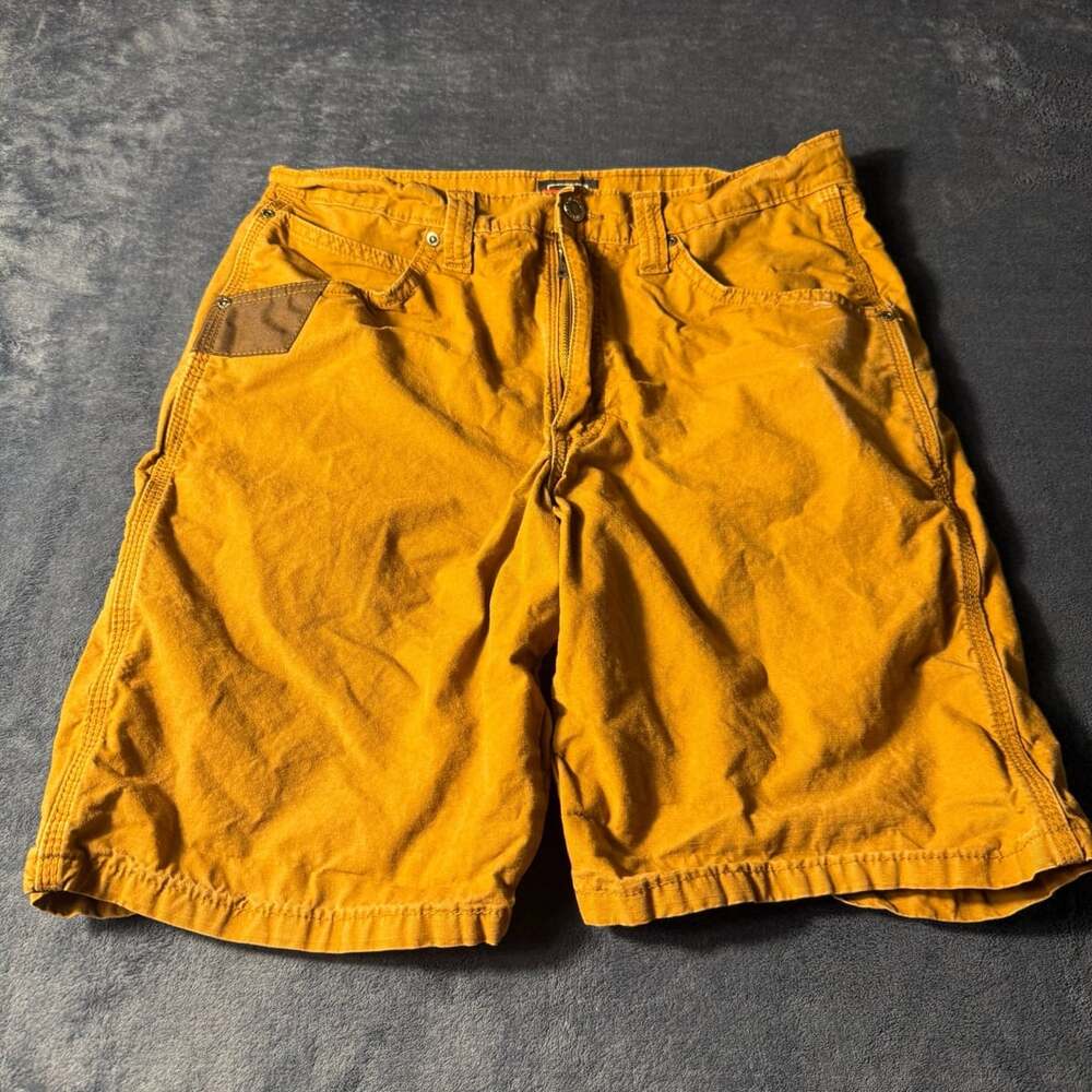 Wrangler Workwear Shorts Size 32 Yellow Cotton